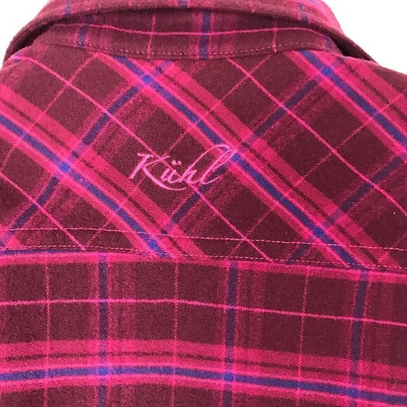 Kuhl Pink & Maroon Plaid Flannel Button Down Shirt Size L - Picture 6 of 8